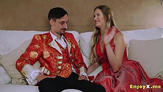 this busty slut with shaved pussy titty fucks and dives into muff in hd