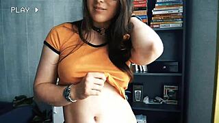 girlfriend encourages jerking off with natural big tits