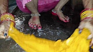 sexy bhabhi pees in bathroom speaking dirty hindi