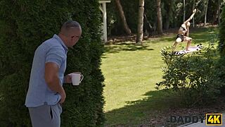 Young Skinny Brunette Shows Stepdaddy Intense Deepthroat In Daddy4K Scene