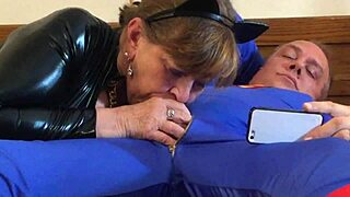 Catgranny Sucks Off Superman In BBW Cougar Cosplay