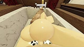 brunette with fat ass sucks and fucks in the bathtub 😏