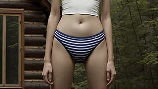 Girls in Their Underwear Hanging Out at Cabin in the Woods