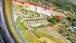 seeing chiang rai through big buddha statue temple thailand