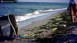 Big Tits Brunette Jane Fingering At The Beach