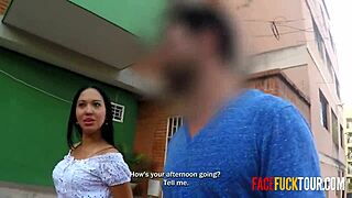 Sexy Skank Lets Random Guy Fuck Her Face Hard on the Street