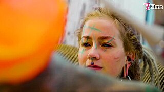 Tattoo Girl Plays Anal Solo with Big Dildo