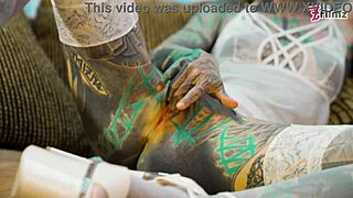 Tattoo Girl Plays Anal Solo with Big Dildo