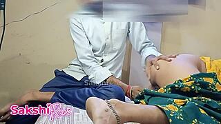 in the dorm, the young guy watches his friend finger the hairy pussy of the sexy indian stepmom