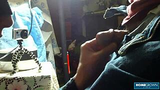 Busty granny sucks small cock craving cum