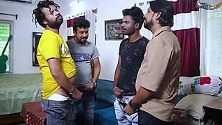 desi mallu bhabhi hardcore different position of sex with four local desi boys when she was alone at home gangbang