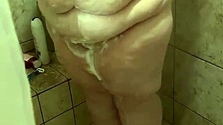 Caught my curvy BBW wife washing up in the shower