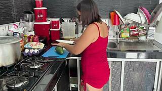 Kitchen Cowgirl Riding Creampie Close-Up