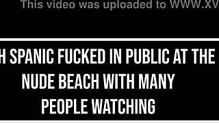 beautiful brazilian whore gets double penetration in public, cum in mouth while voyeurs watch