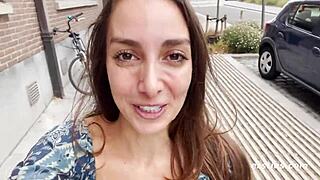 Exhibitionist Ana plays outdoors with fingering and masturbation in public