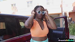 Curvy Ebony Babe Bouncing on Stiff Cock with Big Tits and Ass