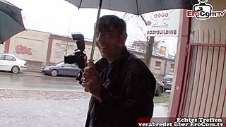 Bold pickup leads to intense sex with German MILF on public street