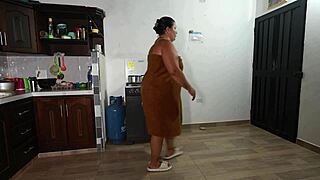 Plumber fucks hot latina in kitchen with huge cock