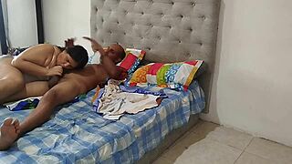 Chubby teen shares bed with uncle for intense fucking session