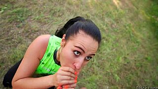 Fitness Trainer Sucks Big Cock Outdoors