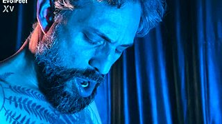 I'm up close sucking and licking Artemis's sweaty big tits and toes.