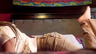 shay laren performs bedroom striptease undressing slowly