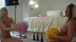 Lesbian babes play ball nude in orgasmic photoshoot close-ups!