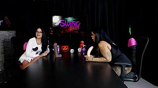 Morena marcelly melo demonstrates sloppy blowjob on toy in sheer red lingerie