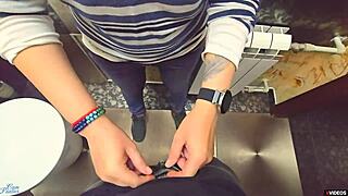 stranger again cum in my panties in restaurants toilet