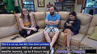 Dr. Tampa performs relaxed gynecological examination on Mira Monroe