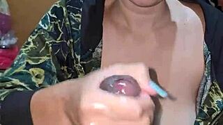 hotwife enjoys masturbation while sailor husband cums