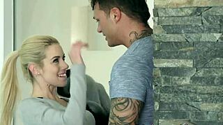 Small tits European beauty rides cock in classy erotic missionary position.