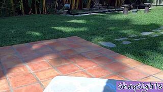 Horny MILF Cougar Gets Pussy Fucked In Bikini By Pool