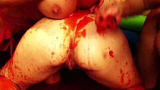 three amazing lesbian girls in sexy swim wear outdoor orgy