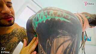 tattooed babe gets ass stretched atm gaping
