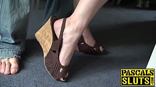 Rough dominant sex with Tiffany bound in bondage, face fucked hard, riding monster cock under master Pascal