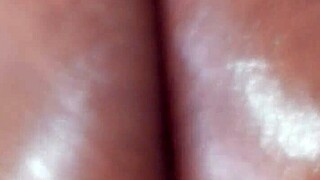 Oil massage turns sensual for big booty ebony wife