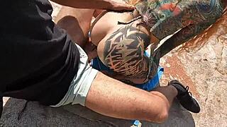 Steamy orgy on deserted beach with naughty girls