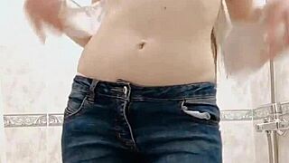 i really want to pee, so i undress and piss in the bath through my wet panties, then squeeze them into your mouth