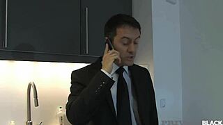 Cuckold Watches Brunette Fuck Two Big Black Cocks