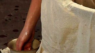 solo slave girl bathing and oiling herself