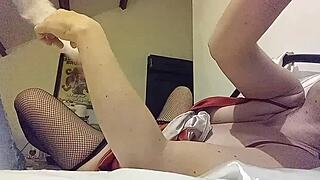 White Slut In Red Satin Panties Fucked Doggystyle POV With Dirty French Talk And Rimming