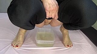 Intense pissing scenes with mature housewife solo