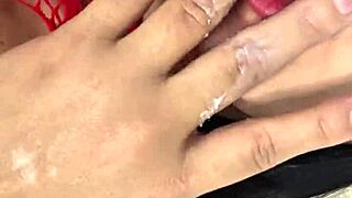 masked cheating wife masturbates for her lover in secret getting her tight pussy completely wet