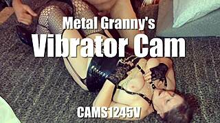 Metal granny's vibrator orgasm on cam