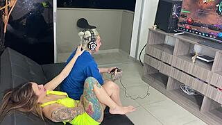 Gamer Fucks Latina While Playing Video Games