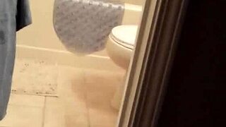 shy bathing in shower