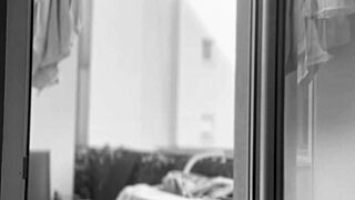 Naked chubby woman flashes neighbors intensely