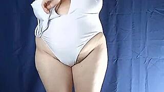 trying on the one piece swimsuit makes me feel beautiful and uncensored