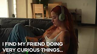 beautiful ebony britanny taylor finds her bestfriend jerking off in the living room hot interracial girls sex